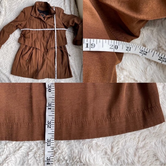 Vintage 90s insulated anorak jacket coat pecan trench brown oversized Gallery M - Picture 6 of 14